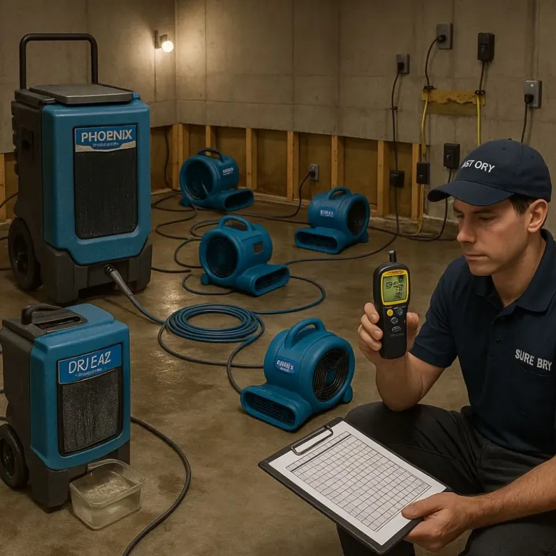 Structural Drying and Dehumidification process in West Torrington, CT